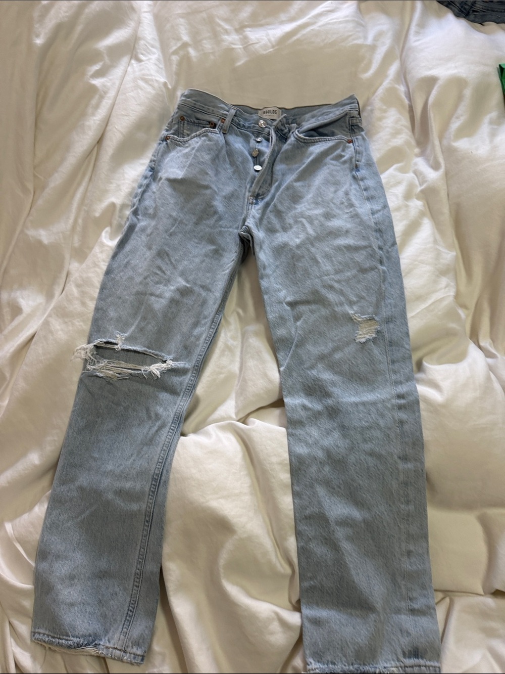 Agolde Light Blue Distressed Boyfriend Jeans